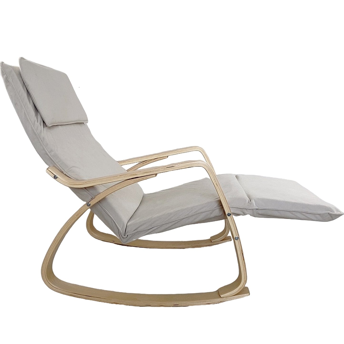 Πολυθρόνα Κουνιστή ArteLibre LUNDRA Μπεζ/Φυσικό Ύφασμα/Ξύλο 67x127x91cm - Hippiehome.gr