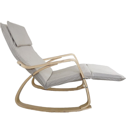 Πολυθρόνα Κουνιστή ArteLibre LUNDRA Μπεζ/Φυσικό Ύφασμα/Ξύλο 67x127x91cm - Hippiehome.gr