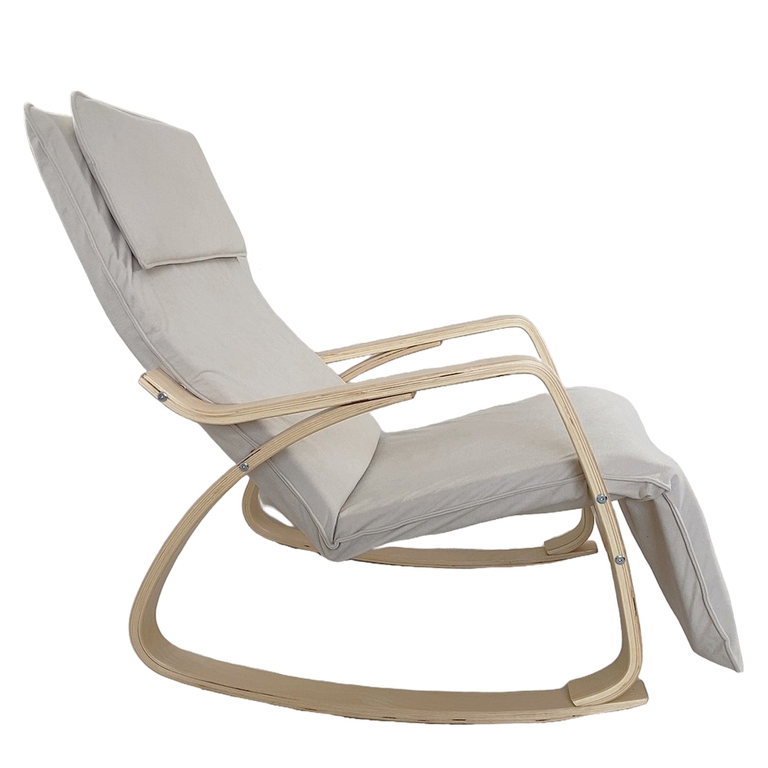 Πολυθρόνα Κουνιστή ArteLibre LUNDRA Μπεζ/Φυσικό Ύφασμα/Ξύλο 67x127x91cm - Hippiehome.gr