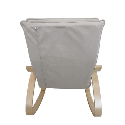 Πολυθρόνα Κουνιστή ArteLibre LUNDRA Μπεζ/Φυσικό Ύφασμα/Ξύλο 67x127x91cm - Hippiehome.gr