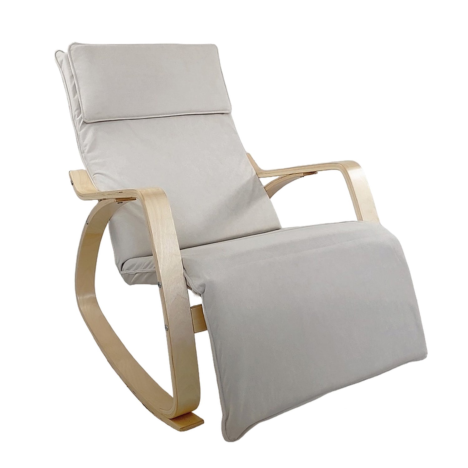 Πολυθρόνα Κουνιστή ArteLibre LUNDRA Μπεζ/Φυσικό Ύφασμα/Ξύλο 67x127x91cm - Hippiehome.gr