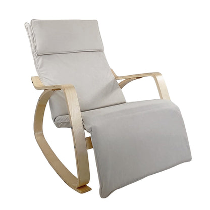 Πολυθρόνα Κουνιστή ArteLibre LUNDRA Μπεζ/Φυσικό Ύφασμα/Ξύλο 67x127x91cm - Hippiehome.gr