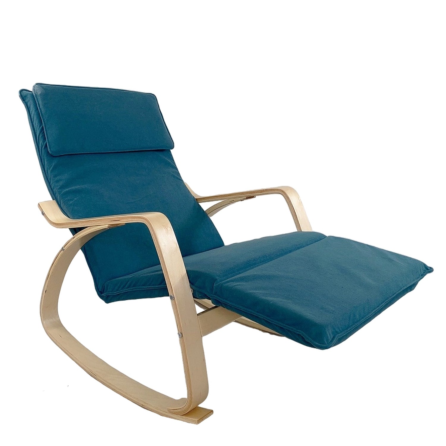 Πολυθρόνα Κουνιστή ArteLibre LUNDRA Μπλε/Φυσικό Ύφασμα/Ξύλο 67x127x91cm - Hippiehome.gr