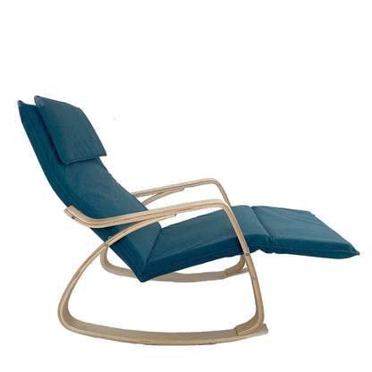 Πολυθρόνα Κουνιστή ArteLibre LUNDRA Μπλε/Φυσικό Ύφασμα/Ξύλο 67x127x91cm - Hippiehome.gr