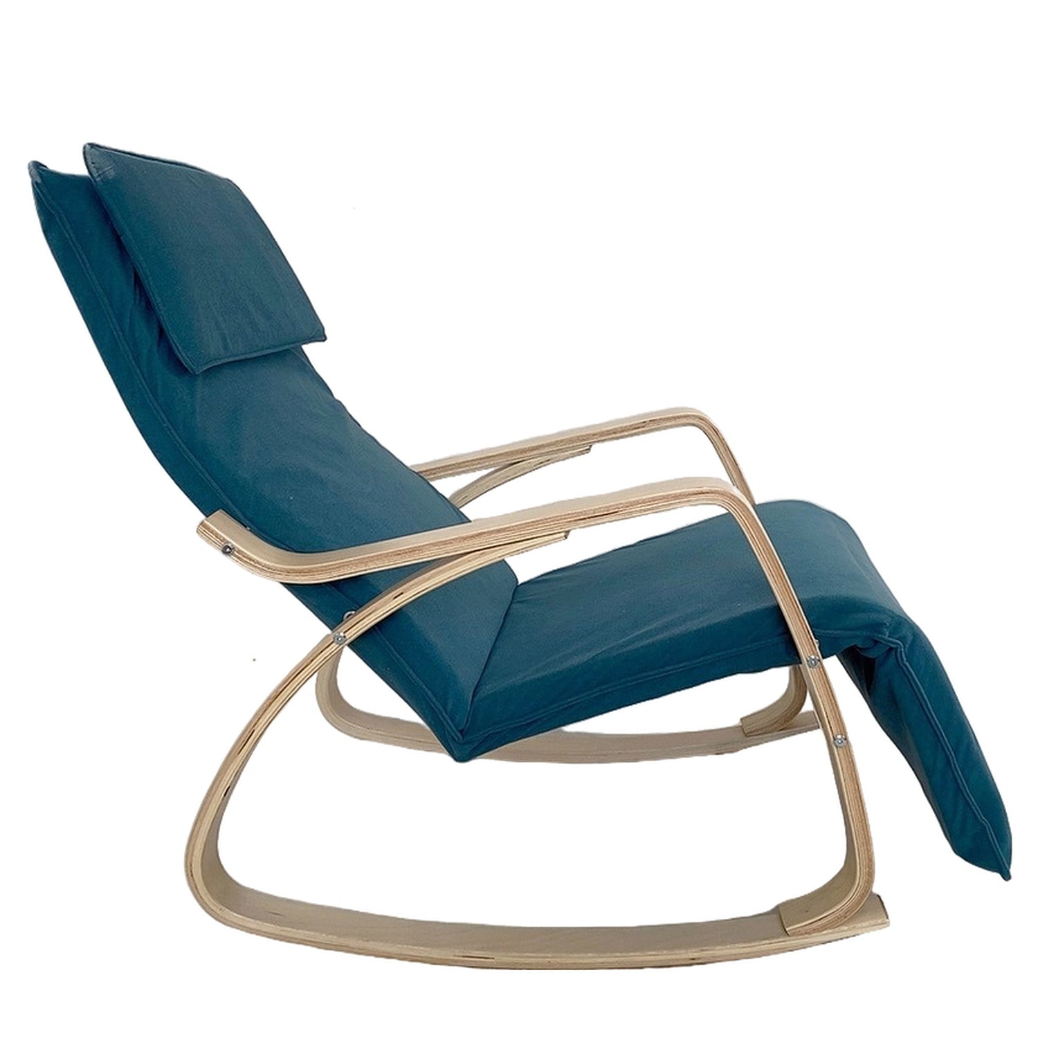 Πολυθρόνα Κουνιστή ArteLibre LUNDRA Μπλε/Φυσικό Ύφασμα/Ξύλο 67x127x91cm - Hippiehome.gr