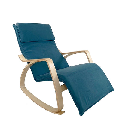 Πολυθρόνα Κουνιστή ArteLibre LUNDRA Μπλε/Φυσικό Ύφασμα/Ξύλο 67x127x91cm - Hippiehome.gr