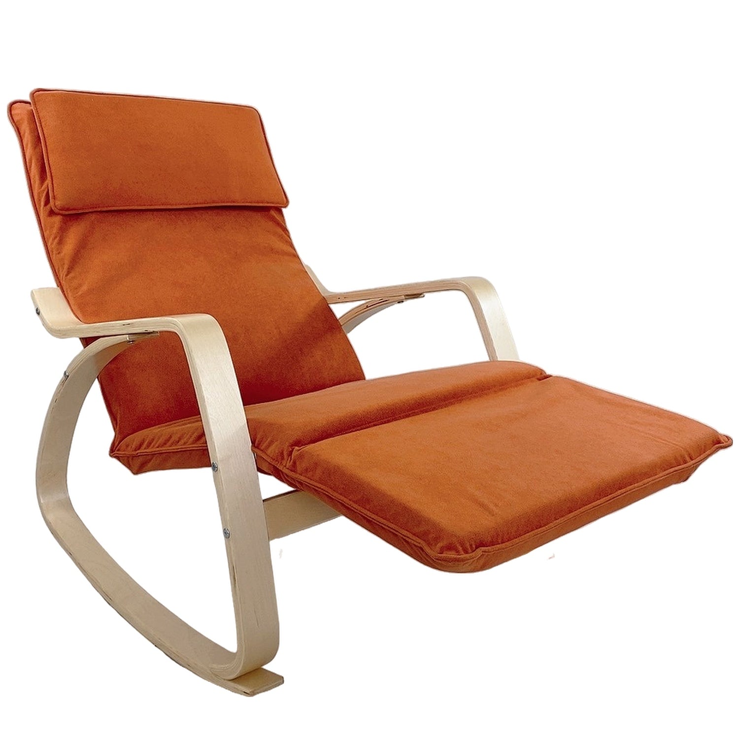 Πολυθρόνα Κουνιστή ArteLibre LUNDRA Πορτοκαλί/Φυσικό Ύφασμα/Ξύλο 67x127x91cm - Hippiehome.gr