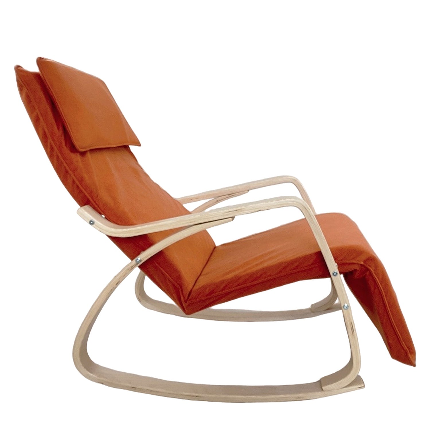 Πολυθρόνα Κουνιστή ArteLibre LUNDRA Πορτοκαλί/Φυσικό Ύφασμα/Ξύλο 67x127x91cm - Hippiehome.gr