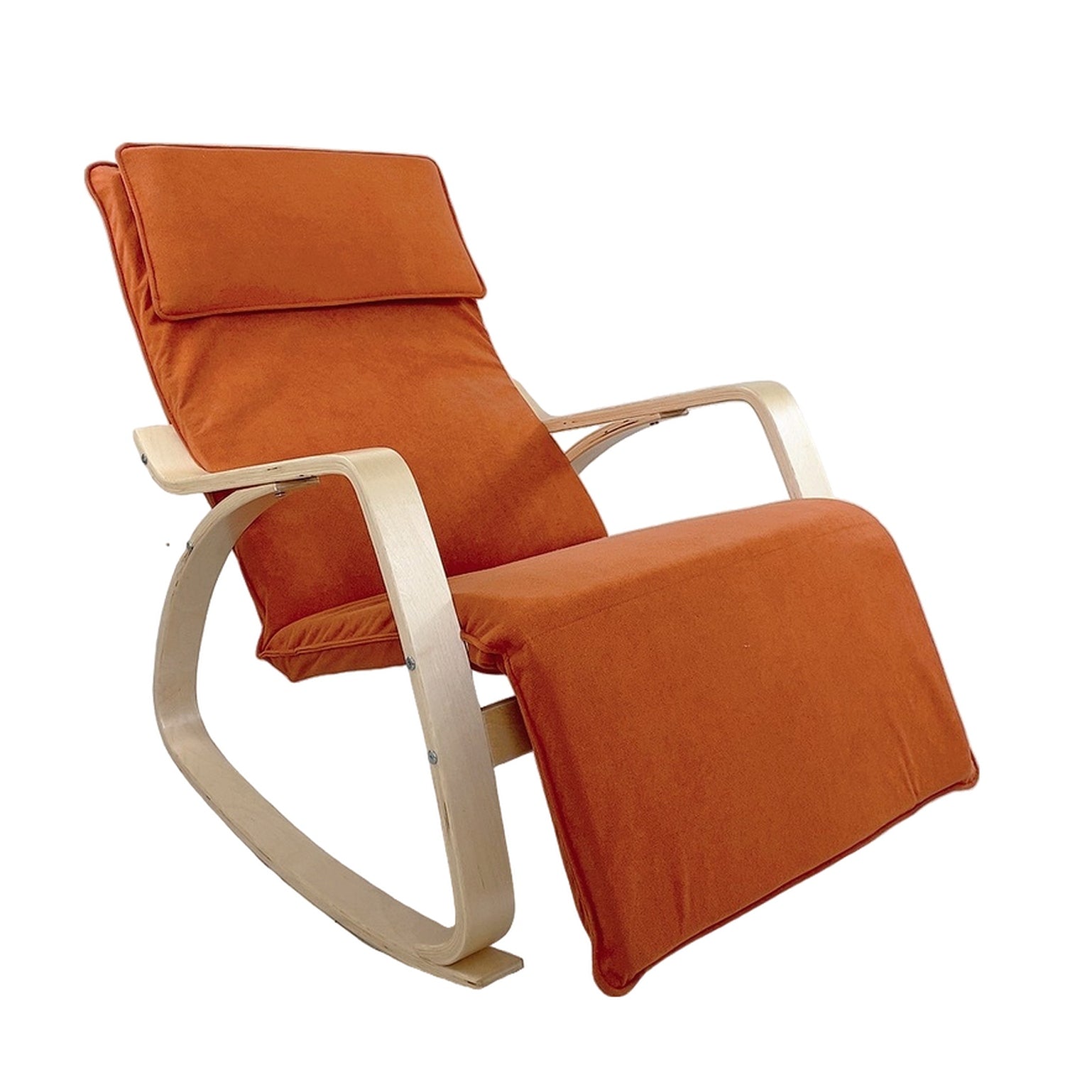 Πολυθρόνα Κουνιστή ArteLibre LUNDRA Πορτοκαλί/Φυσικό Ύφασμα/Ξύλο 67x127x91cm - Hippiehome.gr