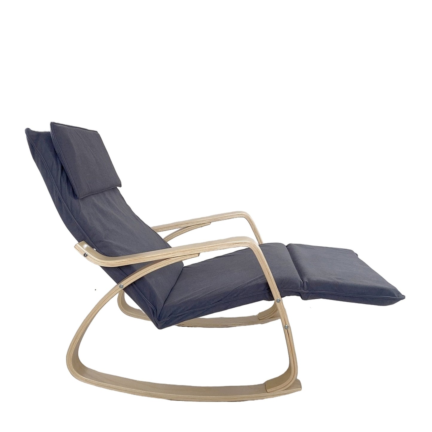 Πολυθρόνα Κουνιστή ArteLibre LUNDRA Γκρι/Φυσικό Ύφασμα/Ξύλο 67x127x91cm - Hippiehome.gr