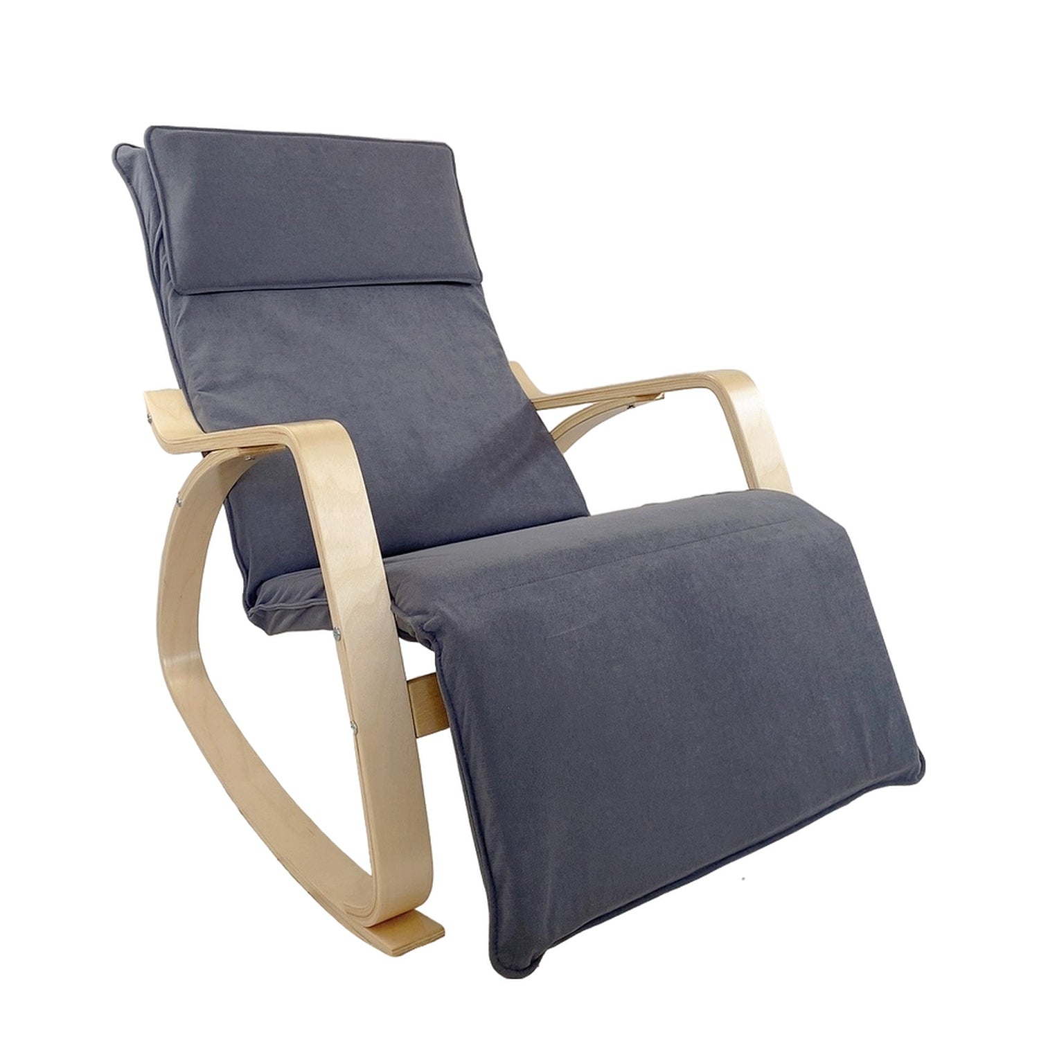 Πολυθρόνα Κουνιστή ArteLibre LUNDRA Γκρι/Φυσικό Ύφασμα/Ξύλο 67x127x91cm - Hippiehome.gr