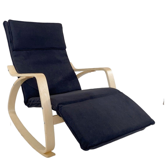 Πολυθρόνα Κουνιστή ArteLibre LUNDRA Μαύρο/Φυσικό Ύφασμα/Ξύλο 67x127x91cm - Hippiehome.gr