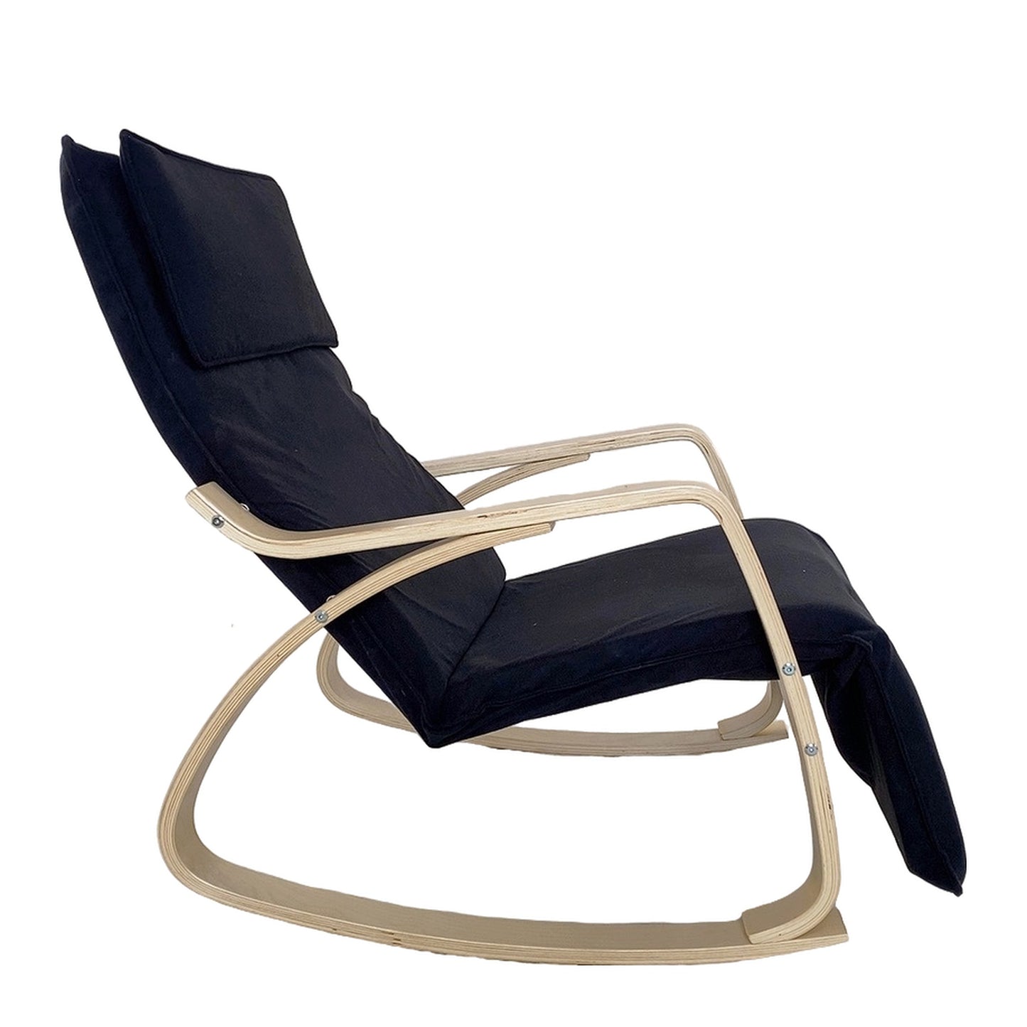 Πολυθρόνα Κουνιστή ArteLibre LUNDRA Μαύρο/Φυσικό Ύφασμα/Ξύλο 67x127x91cm - Hippiehome.gr