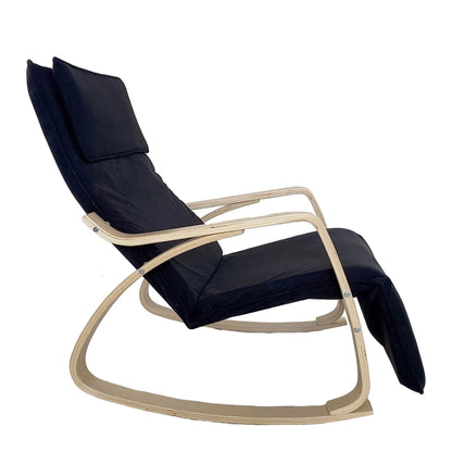 Πολυθρόνα Κουνιστή ArteLibre LUNDRA Μαύρο/Φυσικό Ύφασμα/Ξύλο 67x127x91cm - Hippiehome.gr