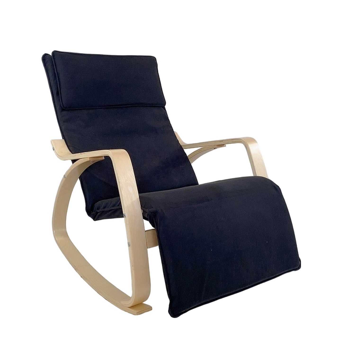 Πολυθρόνα Κουνιστή ArteLibre LUNDRA Μαύρο/Φυσικό Ύφασμα/Ξύλο 67x127x91cm - Hippiehome.gr