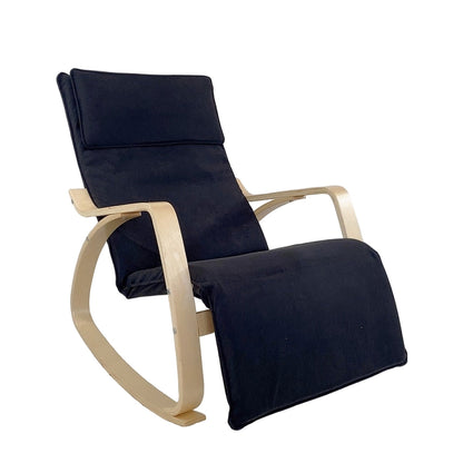 Πολυθρόνα Κουνιστή ArteLibre LUNDRA Μαύρο/Φυσικό Ύφασμα/Ξύλο 67x127x91cm - Hippiehome.gr