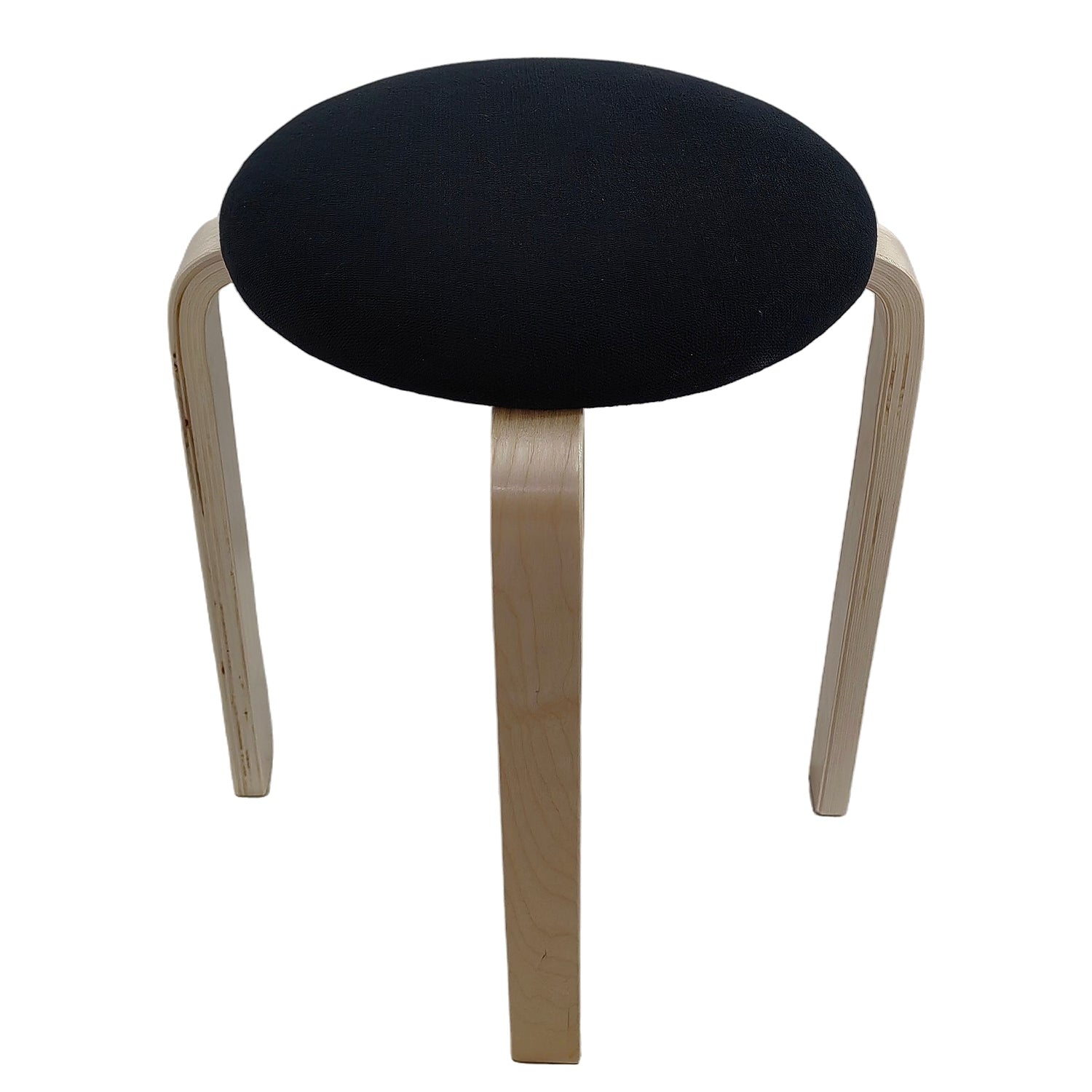 Σκαμπό ArteLibre MILOA Μαύρο/Φυσικό Ύφασμα/Ξύλο 42x42x45cm - Hippiehome.gr