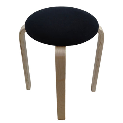 Σκαμπό ArteLibre MILOA Μαύρο/Φυσικό Ύφασμα/Ξύλο 42x42x45cm - Hippiehome.gr