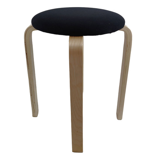 Σκαμπό ArteLibre MILOA Μαύρο/Φυσικό Ύφασμα/Ξύλο 42x42x45cm - Hippiehome.gr