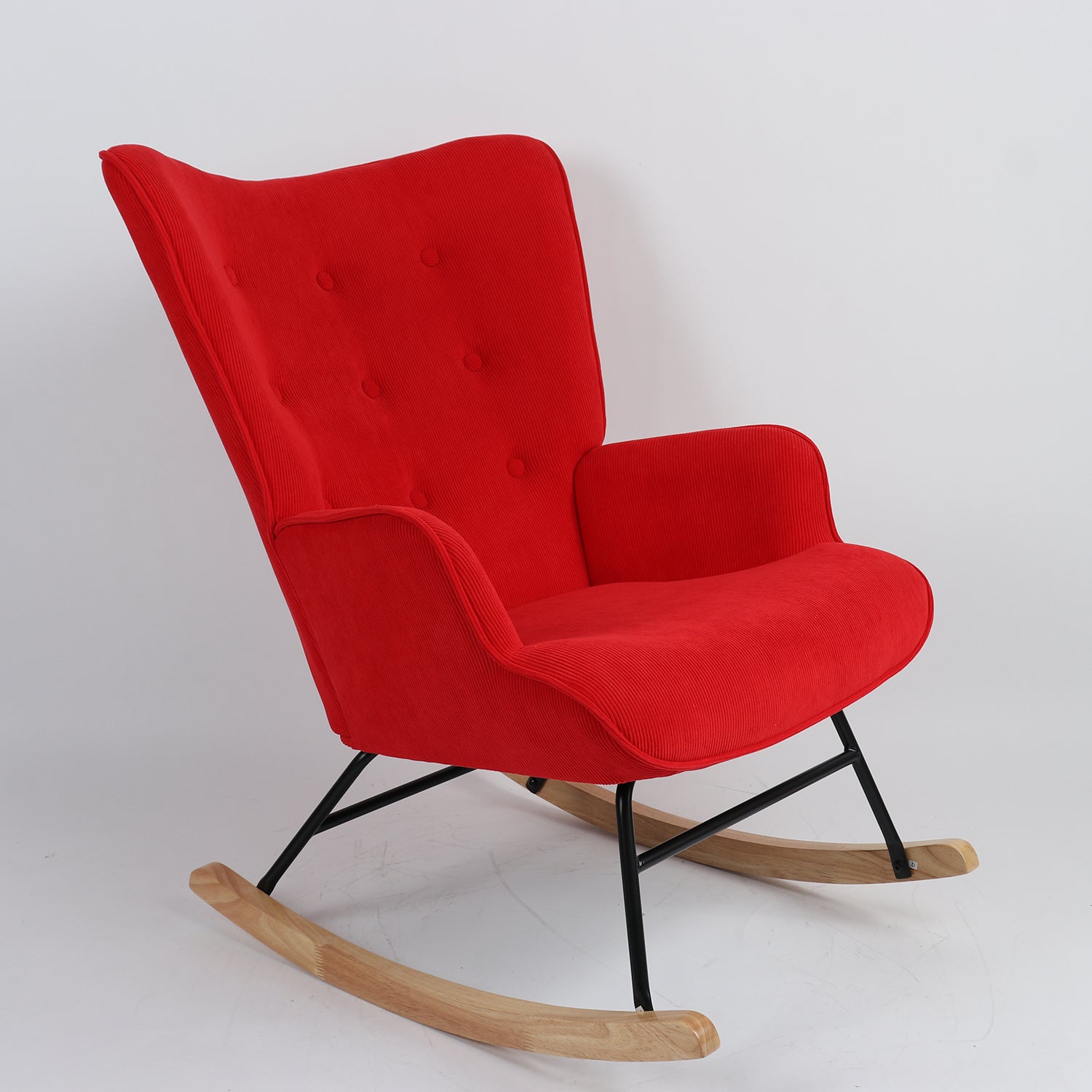 Πολυθρόνα Κουνιστή ArteLibre CANDY CANE Κόκκινο Ύφασμα/Μέταλλο/Ξύλο 91x67x86cm - Hippiehome.gr