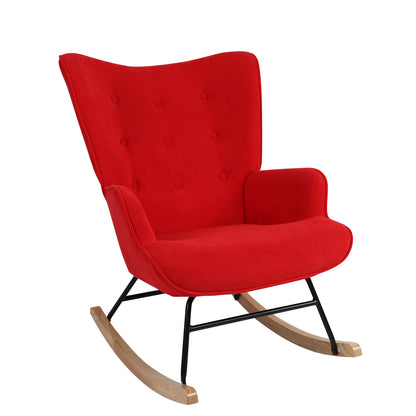 Πολυθρόνα Κουνιστή ArteLibre CANDY CANE Κόκκινο Ύφασμα/Μέταλλο/Ξύλο 91x67x86cm - Hippiehome.gr