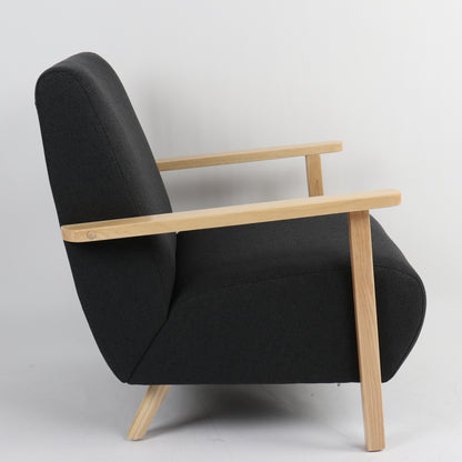 Πολυθρόνα ArteLibre GREVILLEA Μαύρο/Φυσικό Ύφασμα/Ξύλο 82x70.5x85cm - Hippiehome.gr