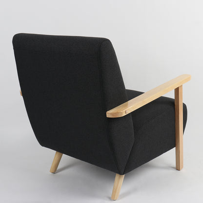 Πολυθρόνα ArteLibre GREVILLEA Μαύρο/Φυσικό Ύφασμα/Ξύλο 82x70.5x85cm - Hippiehome.gr