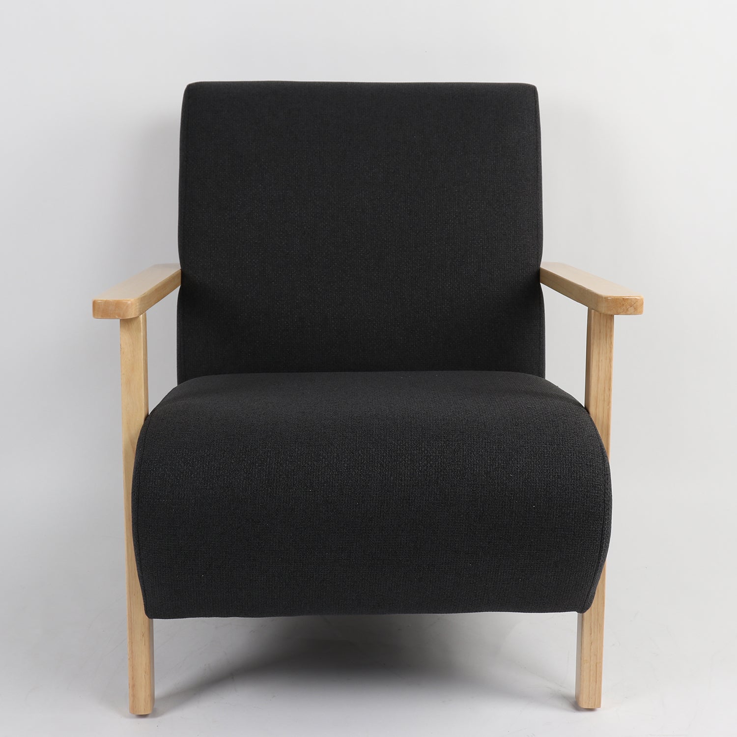 Πολυθρόνα ArteLibre GREVILLEA Μαύρο/Φυσικό Ύφασμα/Ξύλο 82x70.5x85cm - Hippiehome.gr