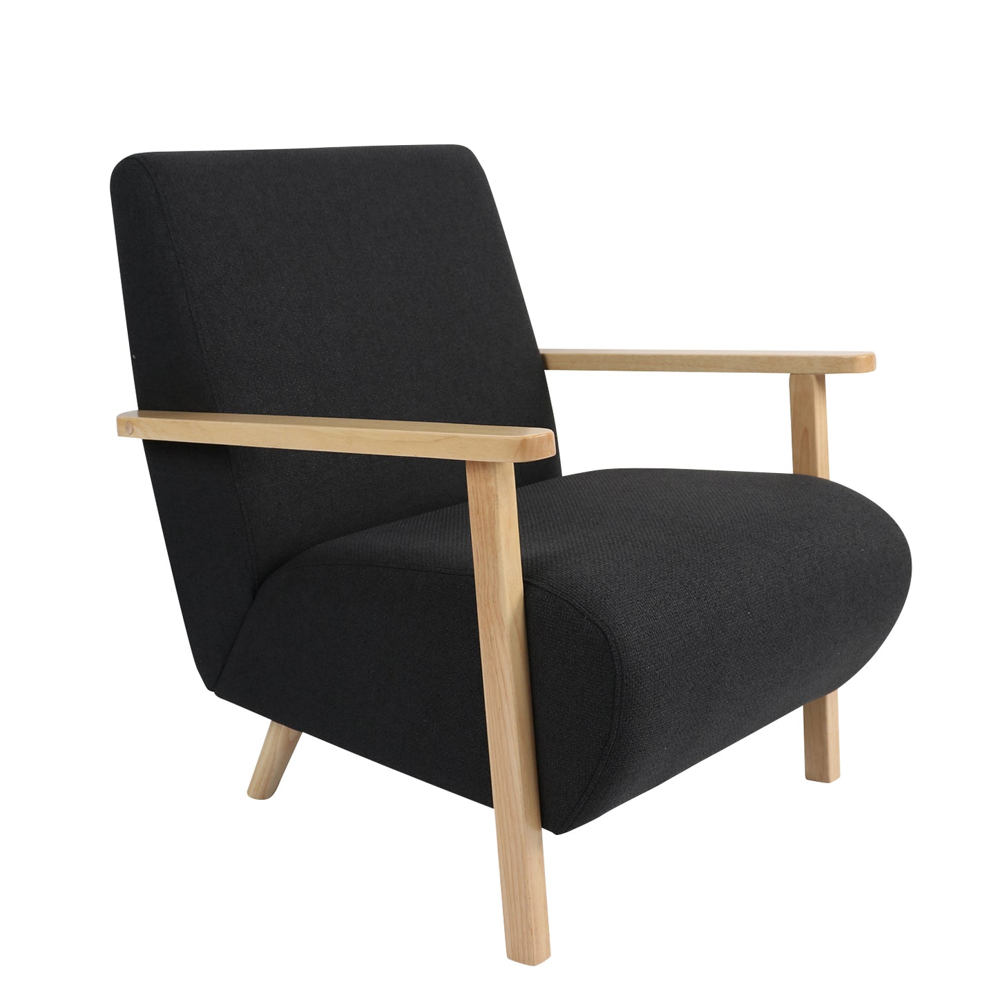 Πολυθρόνα ArteLibre GREVILLEA Μαύρο/Φυσικό Ύφασμα/Ξύλο 82x70.5x85cm - Hippiehome.gr