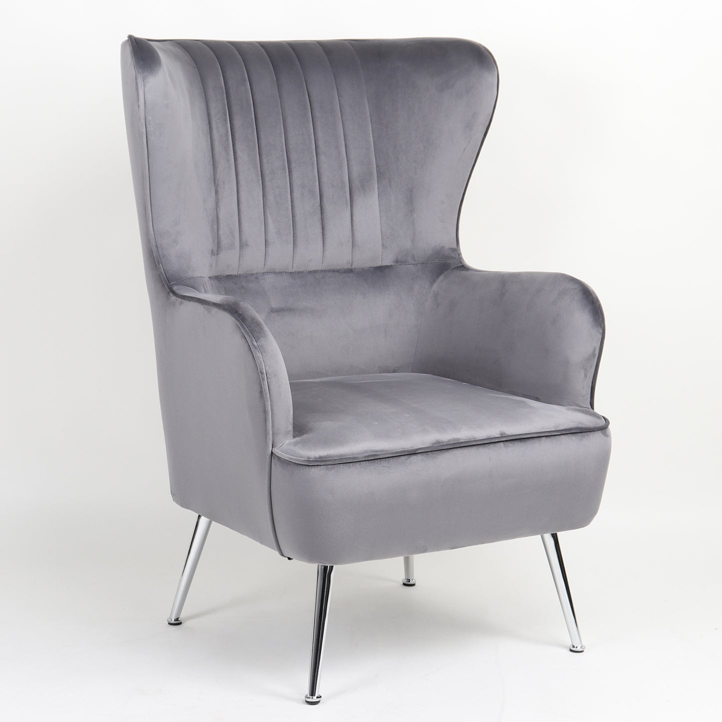 Πολυθρόνα ArteLibre VITTORIA Γκρι Βελούδο 76x79x101cm - Hippiehome.gr