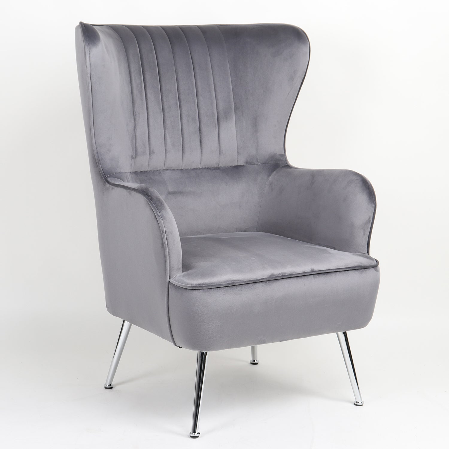 Πολυθρόνα ArteLibre VITTORIA Γκρι Βελούδο 76x79x101cm - Hippiehome.gr