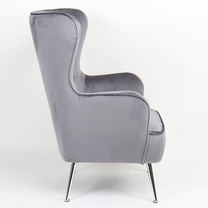 Πολυθρόνα ArteLibre VITTORIA Γκρι Βελούδο 76x79x101cm - Hippiehome.gr