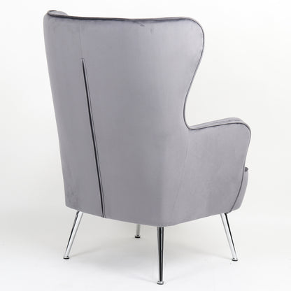 Πολυθρόνα ArteLibre VITTORIA Γκρι Βελούδο 76x79x101cm - Hippiehome.gr