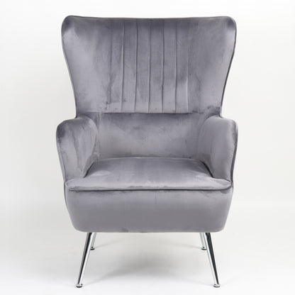 Πολυθρόνα ArteLibre VITTORIA Γκρι Βελούδο 76x79x101cm - Hippiehome.gr