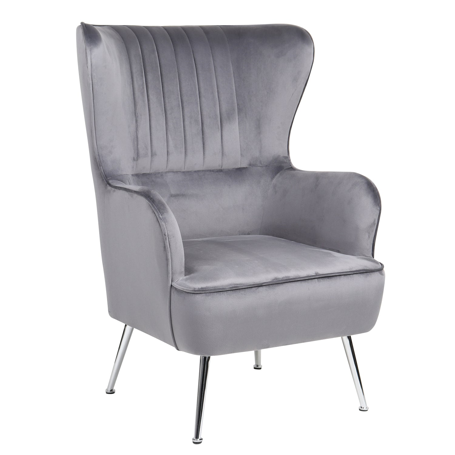 Πολυθρόνα ArteLibre VITTORIA Γκρι Βελούδο 76x79x101cm - Hippiehome.gr