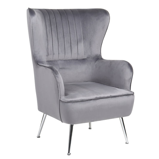 Πολυθρόνα ArteLibre VITTORIA Γκρι Βελούδο 76x79x101cm - Hippiehome.gr