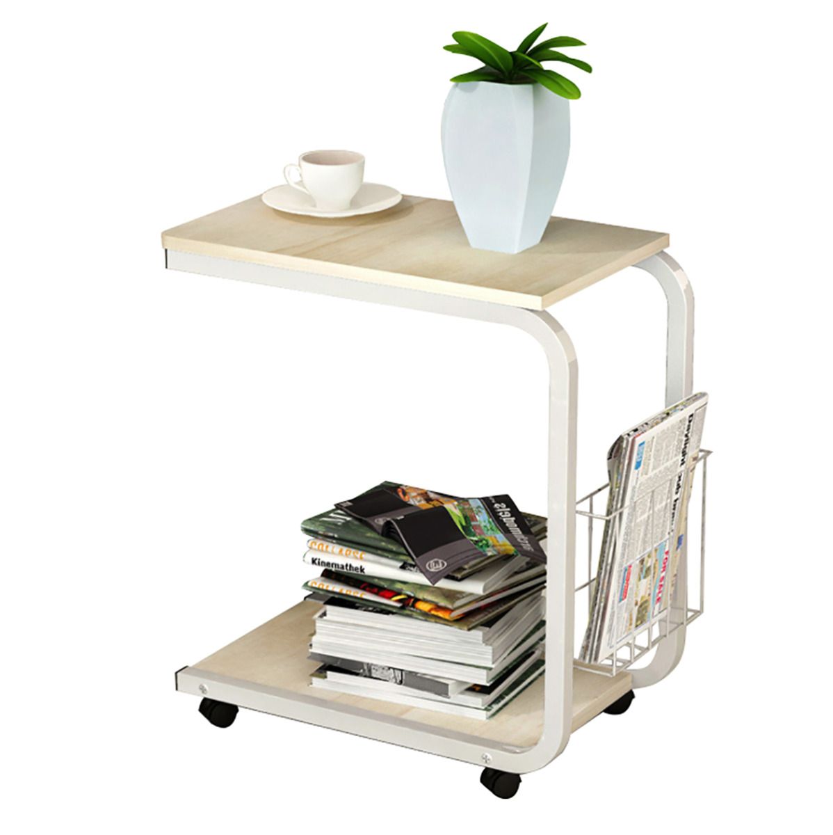 Γραφείο Λάπτοπ Βοηθητικό ArteLibre SOMATERIA Φυσικό/Λευκό MDF/Μέταλλο 51x30x56cm - Hippiehome.gr