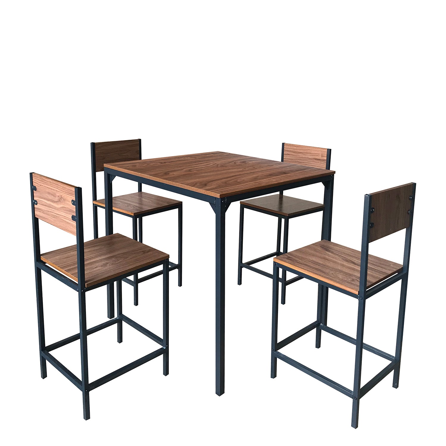 Σετ Τραπεζαρία (4+1) ArteLibre KOSI Καφέ/Μαύρο MDF/Μελαμίνη 90x90x90cm - Hippiehome.gr