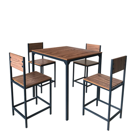 Σετ Τραπεζαρία (4+1) ArteLibre KOSI Καφέ/Μαύρο MDF/Μελαμίνη 90x90x90cm - Hippiehome.gr