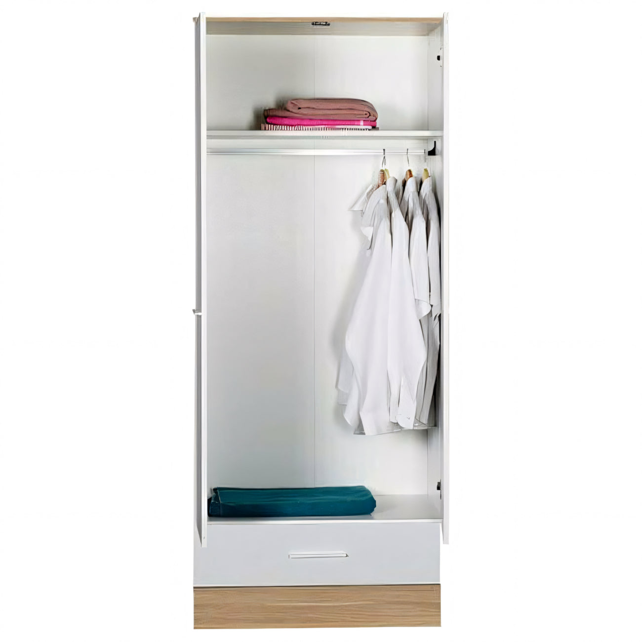 Ντουλάπα ArteLibre VESLEMOY Λευκό/Φυσικό Μοριοσανίδα 80x50x195cm - Hippiehome.gr