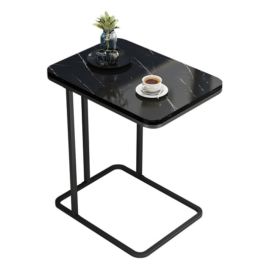 Τραπεζάκι Βοηθητικό ArteLibre RIONI Μαύρο Με Όψη Μαρμάρου MDF/Μέταλλο 50x30x58cm - Hippiehome.gr