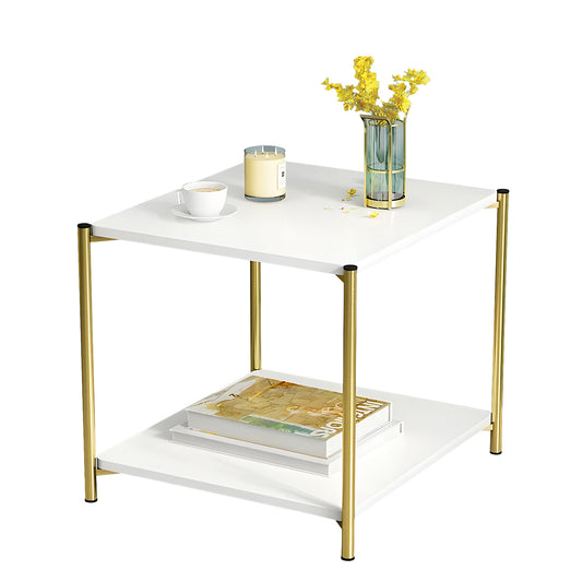 Τραπεζάκι Σαλονιού ArteLibre ARGUN Λευκό Με Όψη Μαρμάρου MDF/Μέταλλο 40x40x43cm - Hippiehome.gr