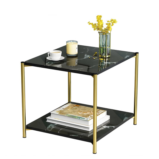 Τραπεζάκι Σαλονιού ArteLibre ARGUN Μαύρο Με Όψη Μαρμάρου MDF/Μέταλλο 40x40x43cm - Hippiehome.gr