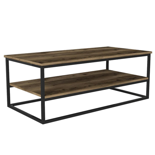 Τραπεζάκι Σαλονιού ArteLibre MYKONOS Σκούρο Καφέ/Μαύρο Μοριοσανίδα/Μελαμίνη/Μέταλλο 120x60x43cm - Hippiehome.gr