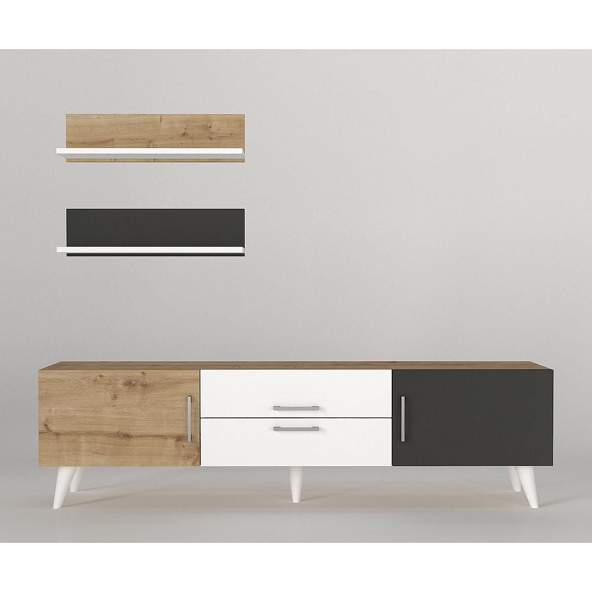 Σύνθετο ArteLibre OREGON Sapphire/Ανθρακί/Μπεζ Μοριοσανίδα 160x32x45cm - Hippiehome.gr