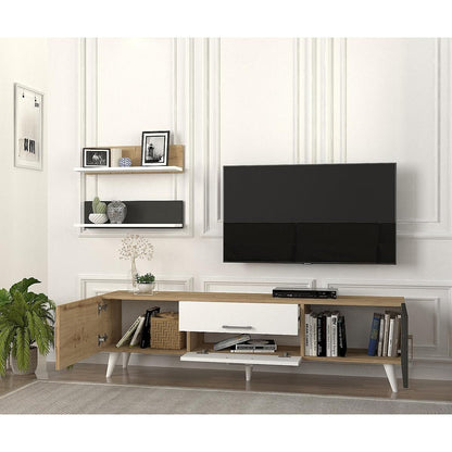 Σύνθετο ArteLibre OREGON Sapphire/Ανθρακί/Μπεζ Μοριοσανίδα 160x32x45cm - Hippiehome.gr