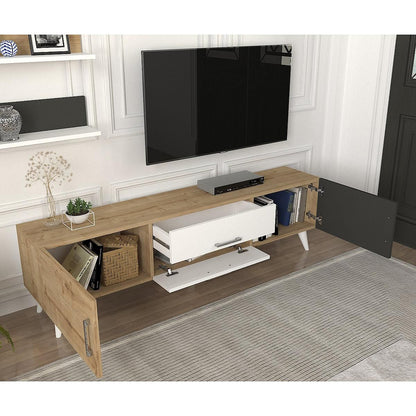 Σύνθετο ArteLibre OREGON Sapphire/Ανθρακί/Μπεζ Μοριοσανίδα 160x32x45cm - Hippiehome.gr