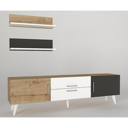 Σύνθετο ArteLibre OREGON Sapphire/Ανθρακί/Μπεζ Μοριοσανίδα 160x32x45cm - Hippiehome.gr