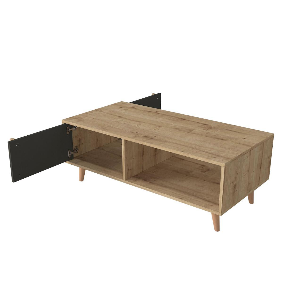 Τραπεζάκι Σαλονιού ArteLibre ANDROS Φυσικό/Ανθρακί Μοριοσανίδα/Μελαμίνη 120x60x45cm - Hippiehome.gr