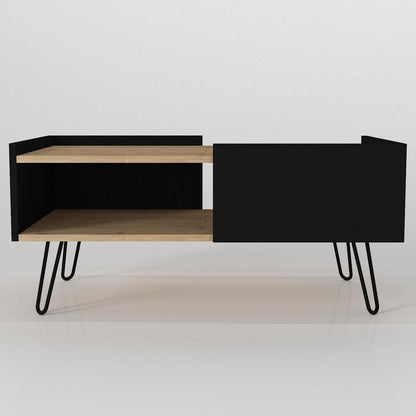 Τραπεζάκι Σαλονιού ArteLibre SERIFOS Φυσικό/Μαύρο Μοριοσανίδα/Μελαμίνη 100x55x45cm - Hippiehome.gr